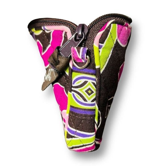 Vera Bradley Wristlet Zip Wallet Pink Green Floral Quilted Cotton Organizer Bag - Picture 9 of 13